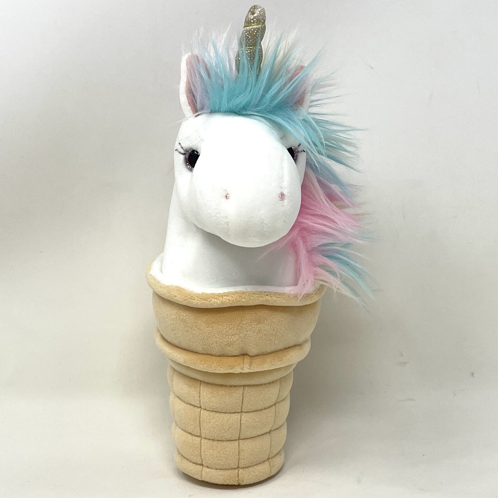 Douglas Unicorn Ice Cream Cone Pink and Blue 8" Plush Stuffed Cuddle Toy